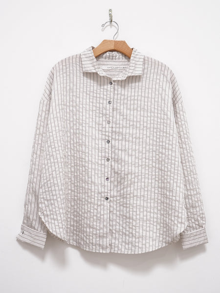 Striped Short Collar Shirt - Off White