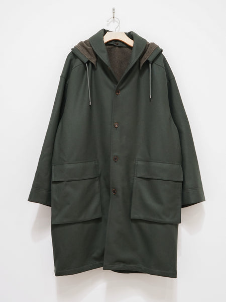 Auralee Light Melton Hooded Liner Coat - Dark Olive - Namu Shop