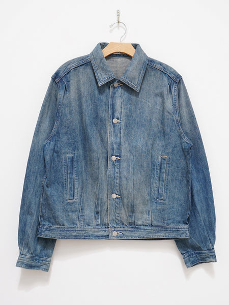 Selvedge Faded Light Denim Blouson - Light Indigo