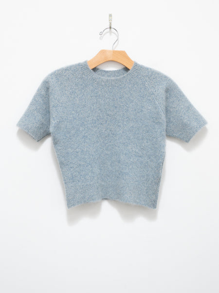 Milled Yak Cashmere Knit Tee - Light Blue