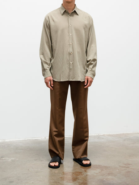 Hard Twist Wool Viyella Shirt - Light Khaki