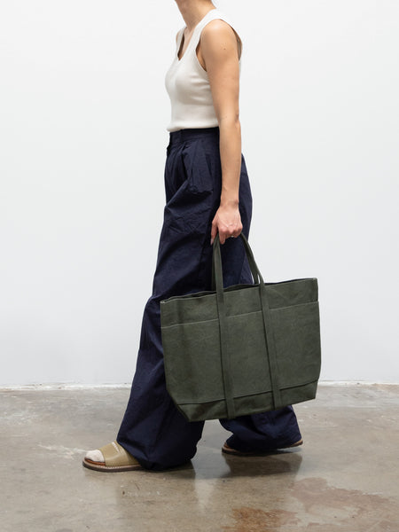 Washed Canvas 6-Pocket Tote - Olive