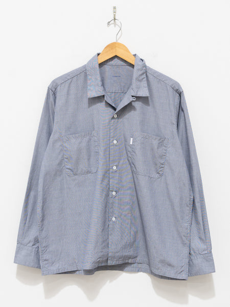 Open Collar Shirt - End on End Blue