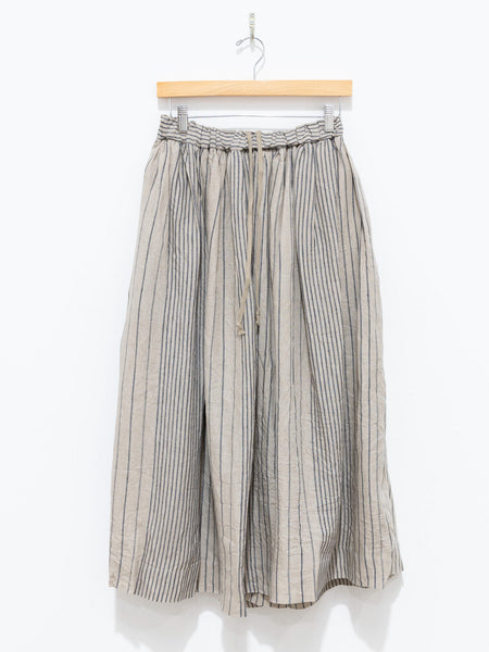 Linen Random Stripes Skirt - Natural