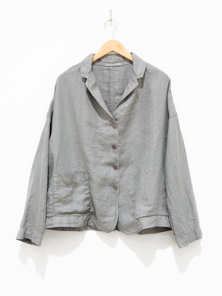 Linen Loose Blazer - Stone Gray