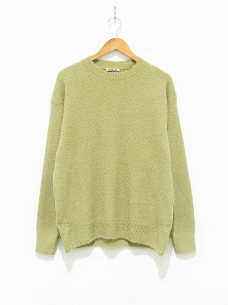 Cotton Linen Cut Shaggy Knit Pullover - Light Green