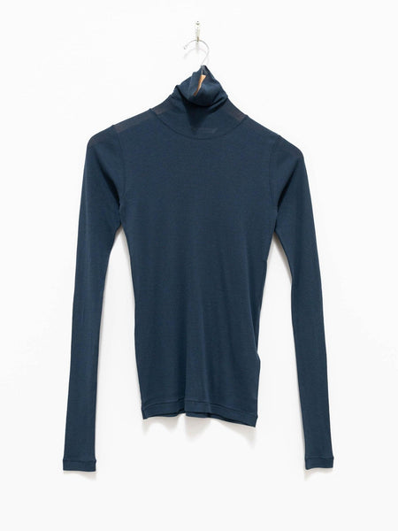 High Gauge Sheer Rib Turtleneck L/S Tee - Navy Blue