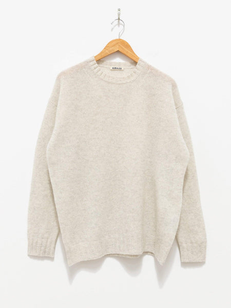 Shetland Wool Cashmere Knit Pullover - Top White