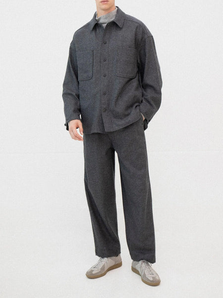 English Wool Tucked Trousers - Gray