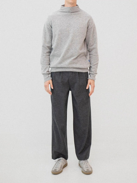 English Wool Tucked Trousers - Gray