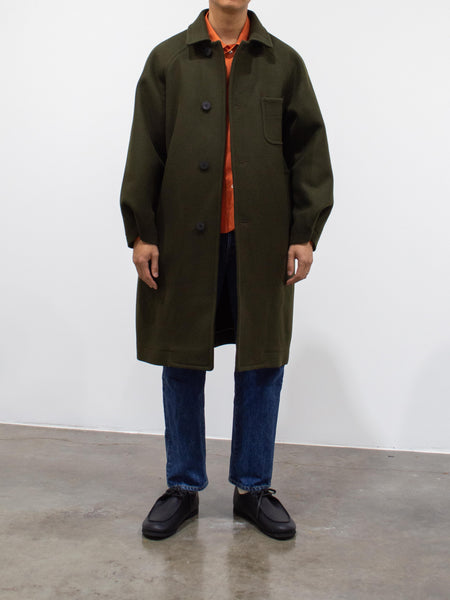 Heavy Melton Coat - Olive