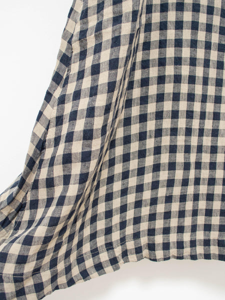 Linen Azumadaki Gingham Dress - Beige