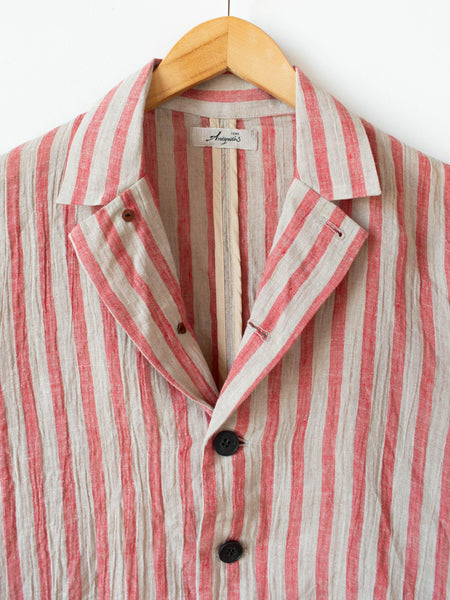 Linen Stripe Jacket - Natural x Red