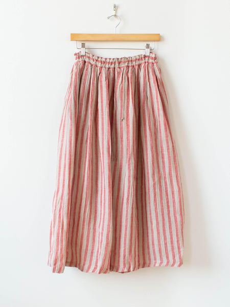 Linen Stripe Skirt - Natural x Red