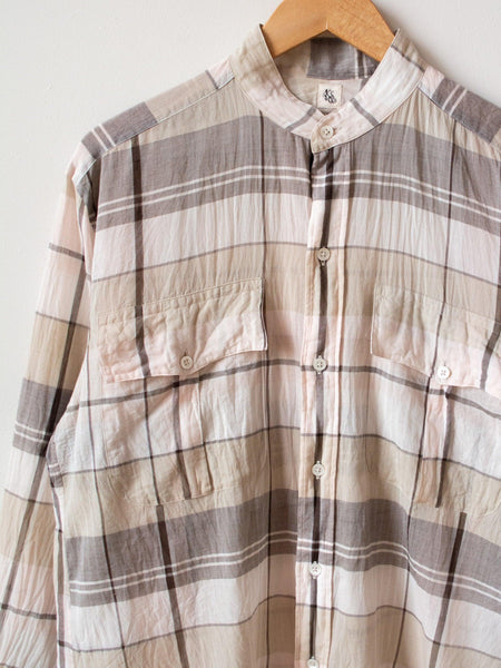 Stand Collar Safari Shirt - Big Plaid