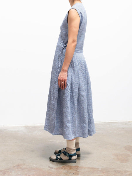 Linen Cache Coeur Dress - Blue Check