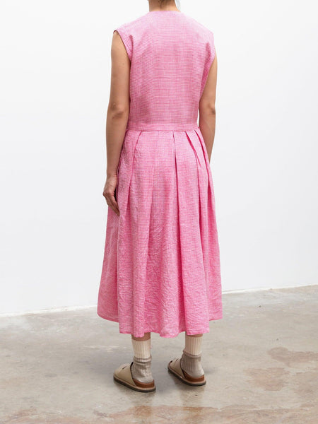 Linen Cache Coeur Dress - Pink Check