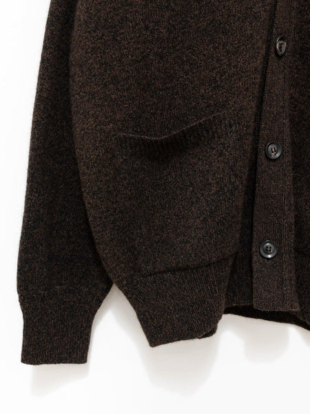 Wool Yak Guernsey Cardigan - Brown x Black