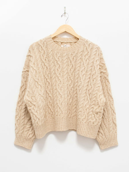 Unfil French Merino Cotton Boucle Cable Knit Sweater  - Namu Shop