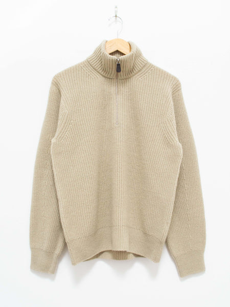 Unfil Wool Cashmere Half Zip Sweater - Grass Beige - Namu Shop