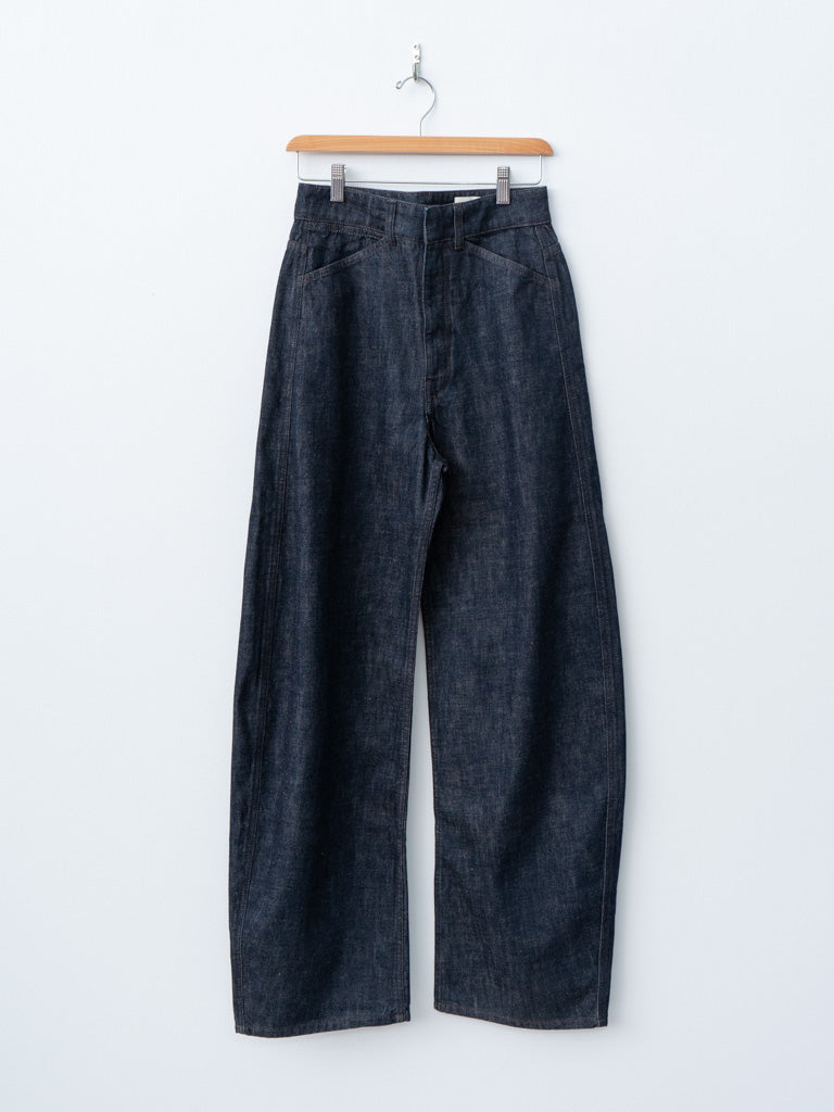 High Waisted Curved Pants - Denim Indigo