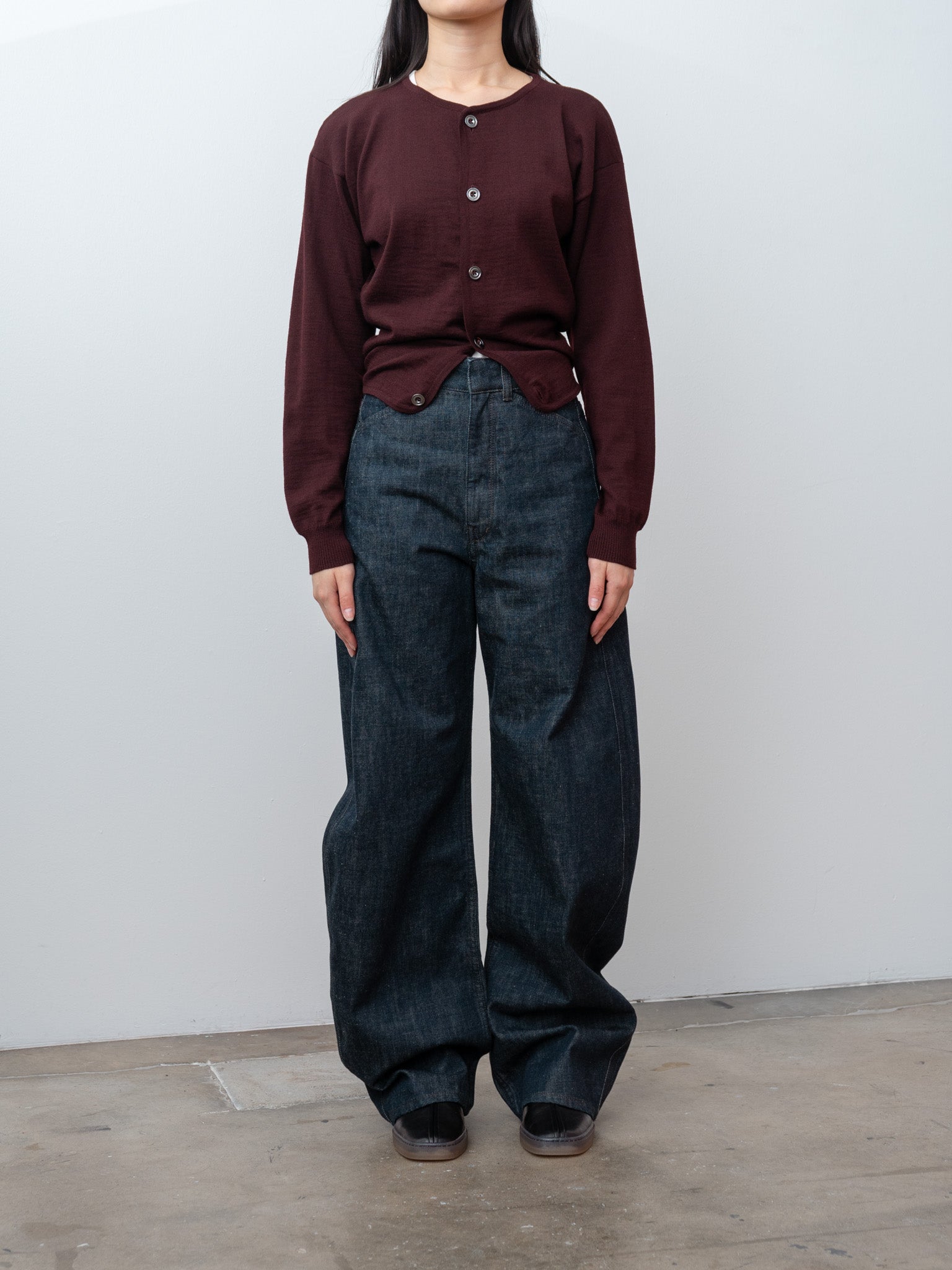 High Waisted Curved Pants - Denim Indigo