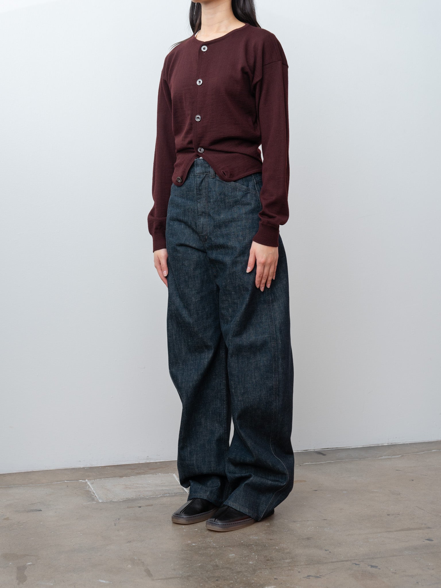 High Waisted Curved Pants - Denim Indigo