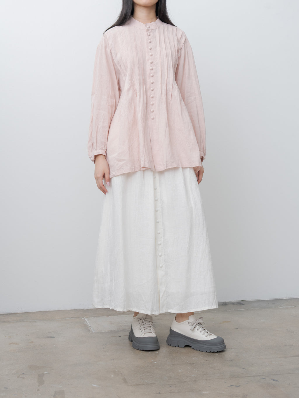 Namu Shop - Ichi Antiquites French Linen Skirt - White