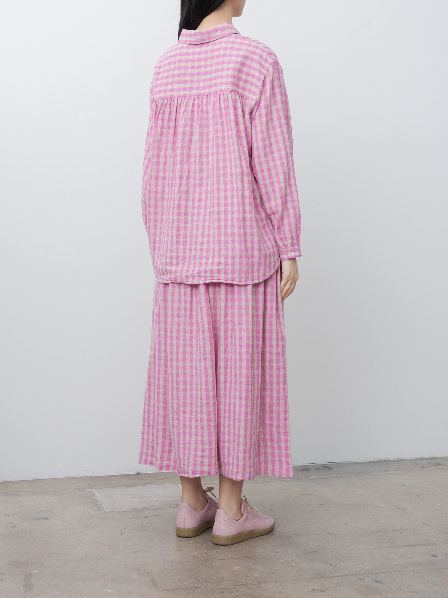Namu Shop - Ichi Antiquites L/C Gingham Skirt - Pink x Natural
