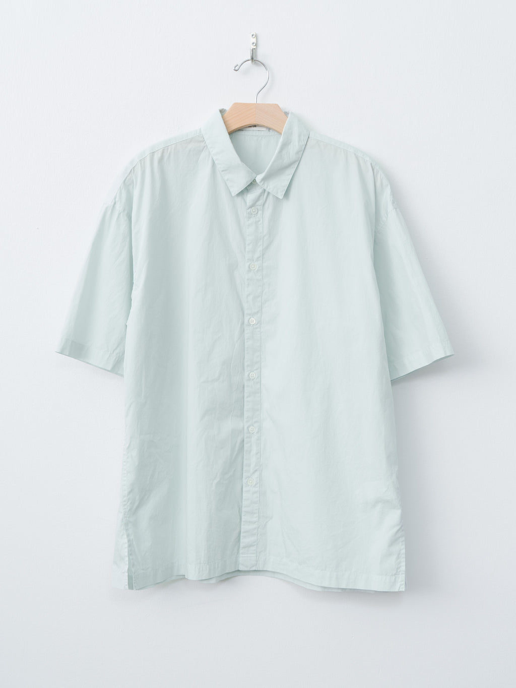 Cotton Lawn Oversized Short Sleeve Shirt - Ice Blue