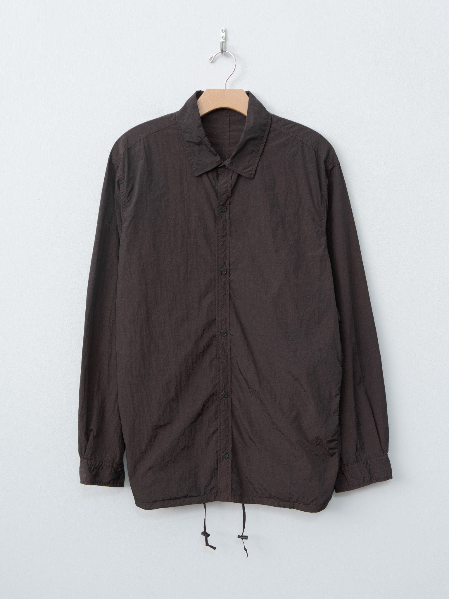 Hand Dyed Nylon Shirt Jacket - Brown