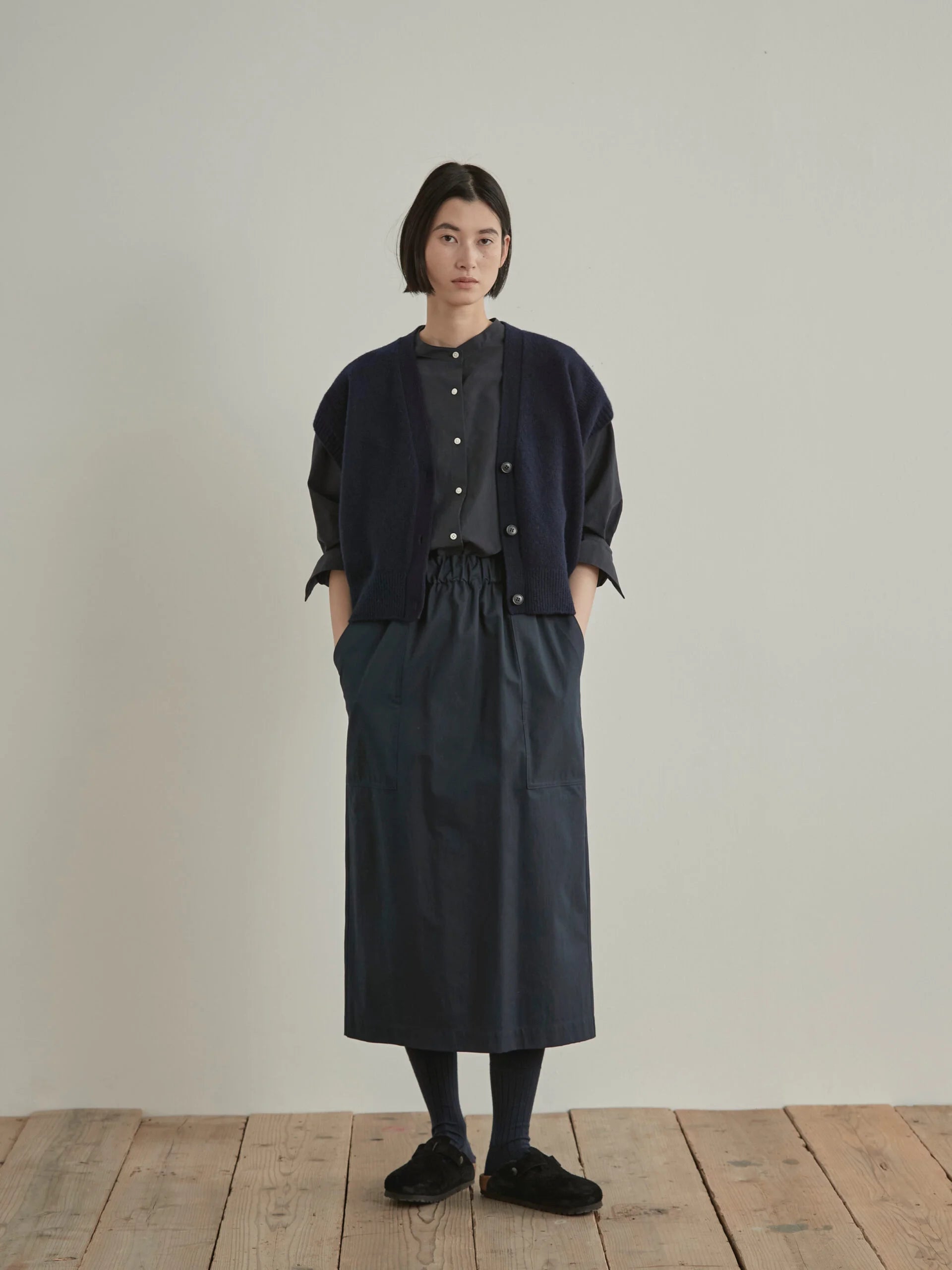 Namu Shop - Nicholson & Nicholson Cherry Skirt - Navy Gabardine