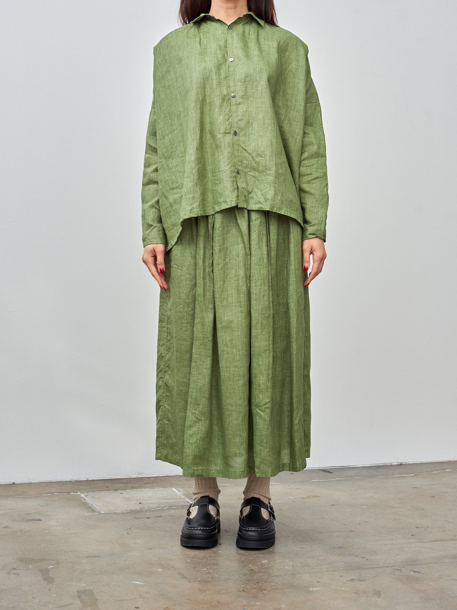 Namu Shop - Ichi Pigment Color Linen Shirt - Green