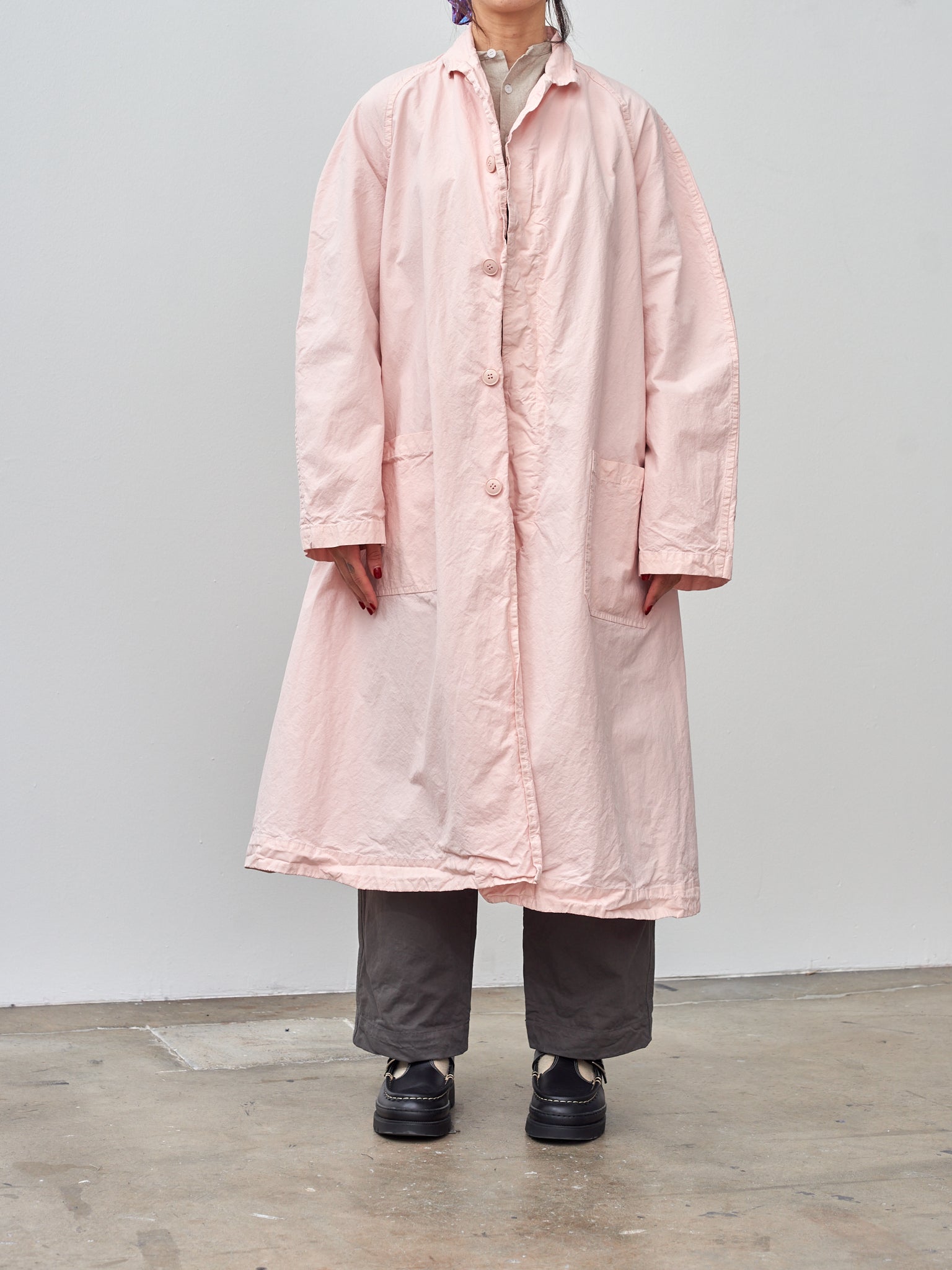 Namu Shop - Veritecoeur Garment Dyed Balmacaan Coat - Pink