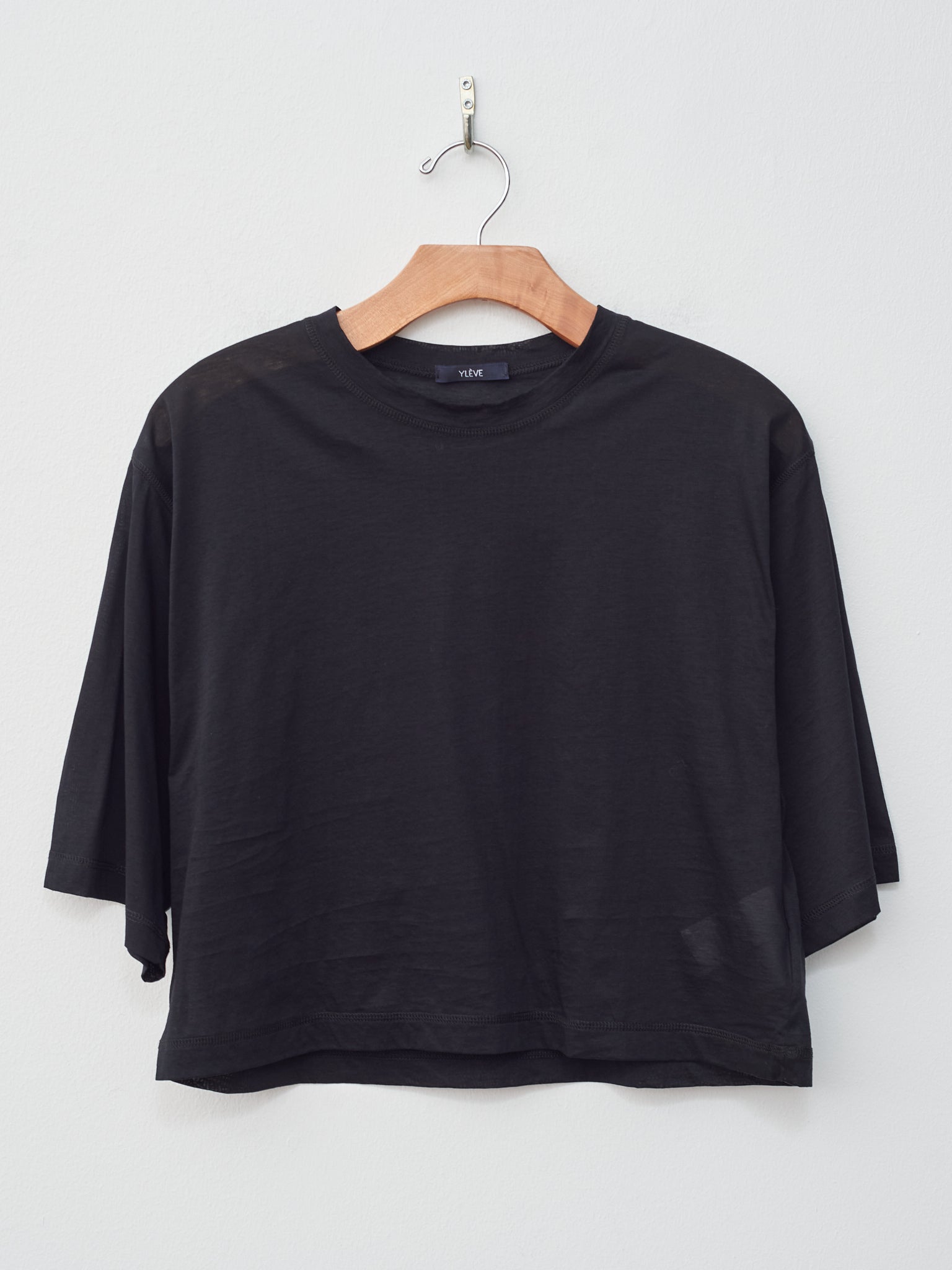 Namu Shop - Yleve Cotton Sheer Jersey Crop Tee - Black