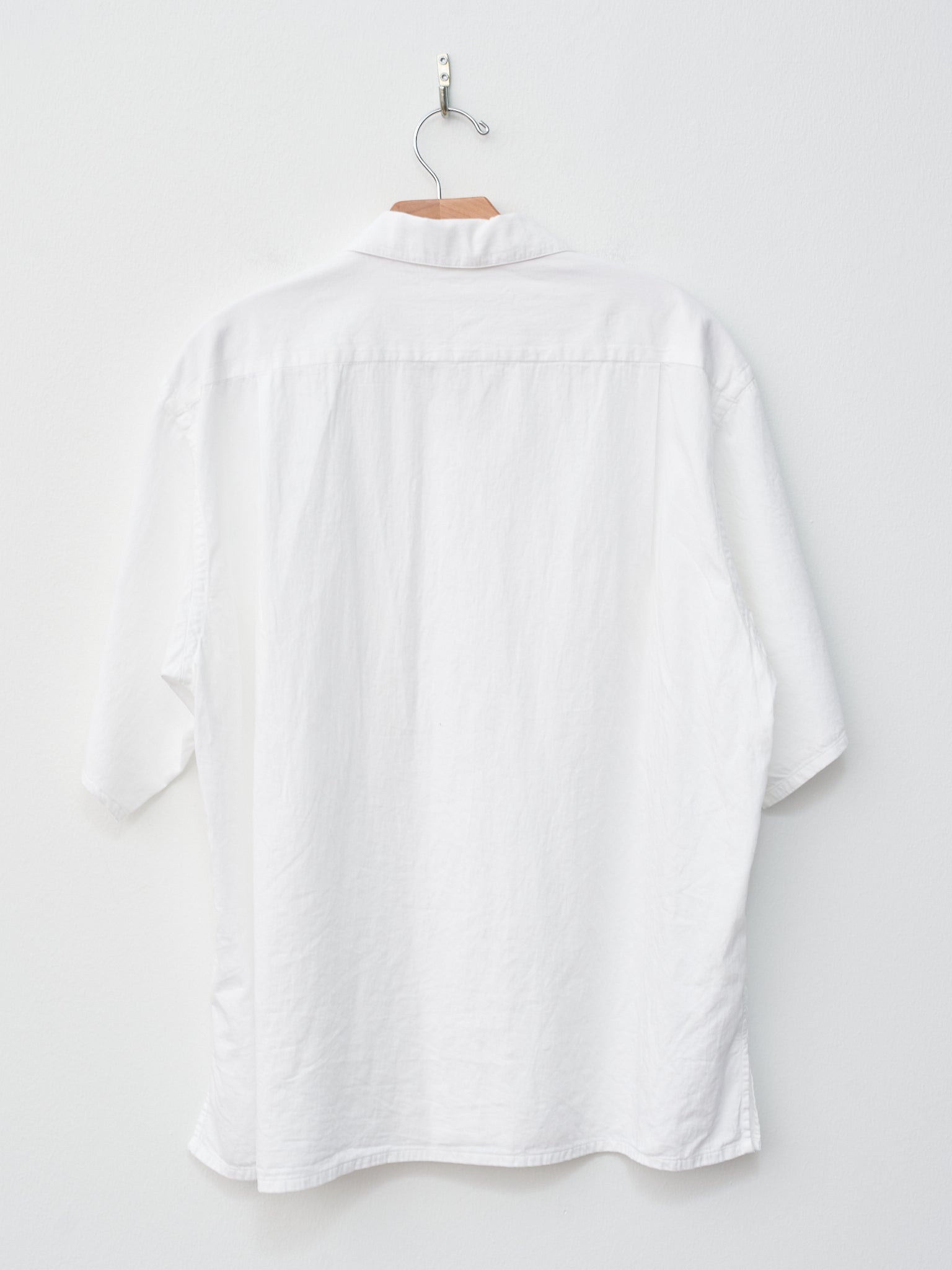 Namu Shop - Y Organic Cotton Washer Satin Open Collar Shirt - White