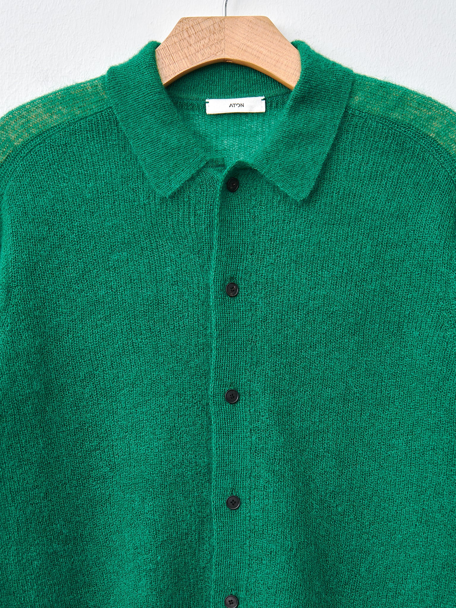 Namu Shop - Aton Super Kid Mohair Polo Cardigan - Green