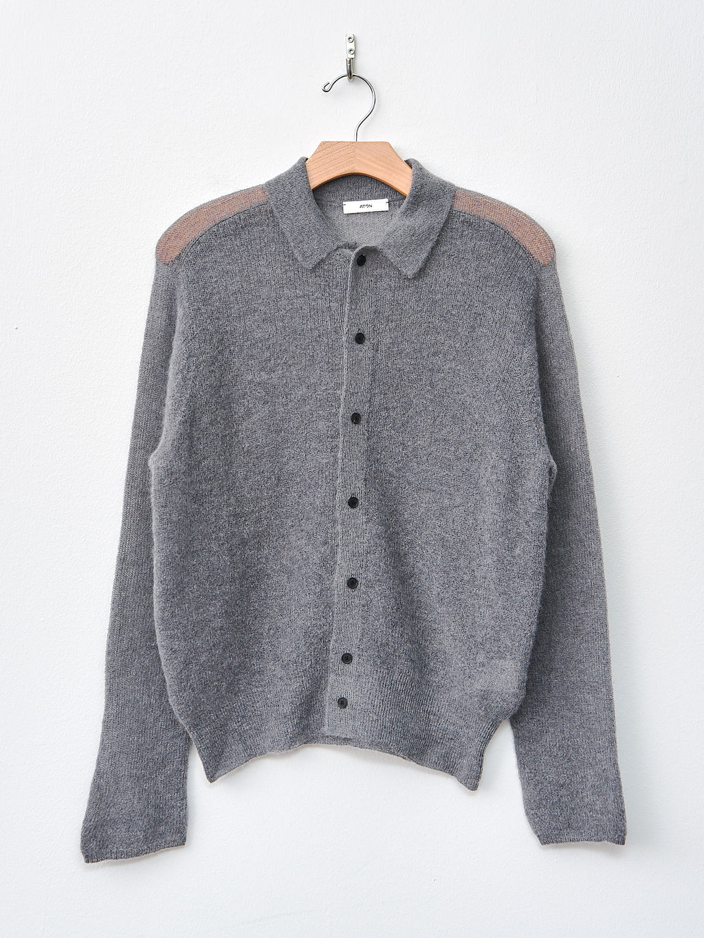 Namu Shop - Aton Super Kid Mohair Polo Cardigan - Charcoal