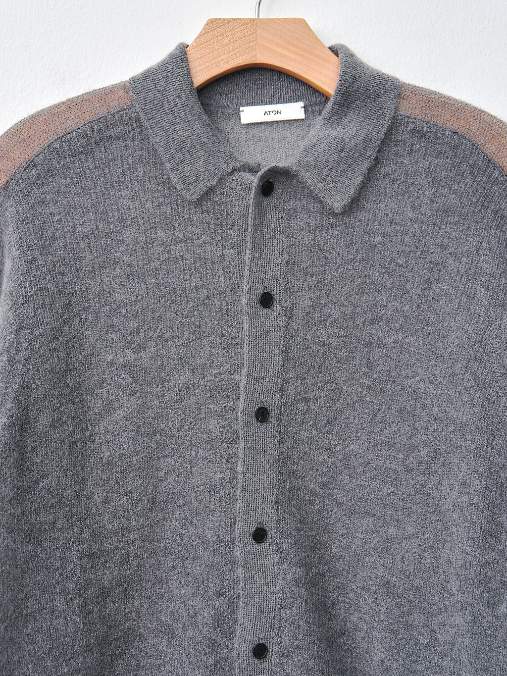 Namu Shop - Aton Super Kid Mohair Polo Cardigan - Charcoal