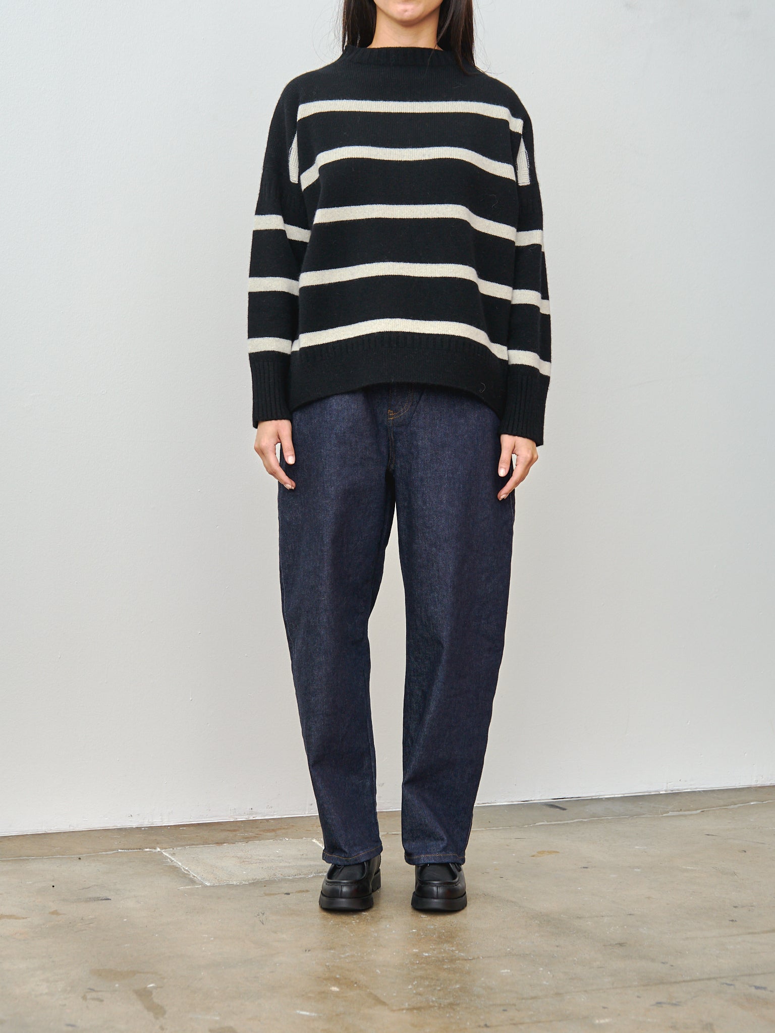 Namu Shop - Nicholson & Nicholson Heriot Knit - Black/Off-White Stripe