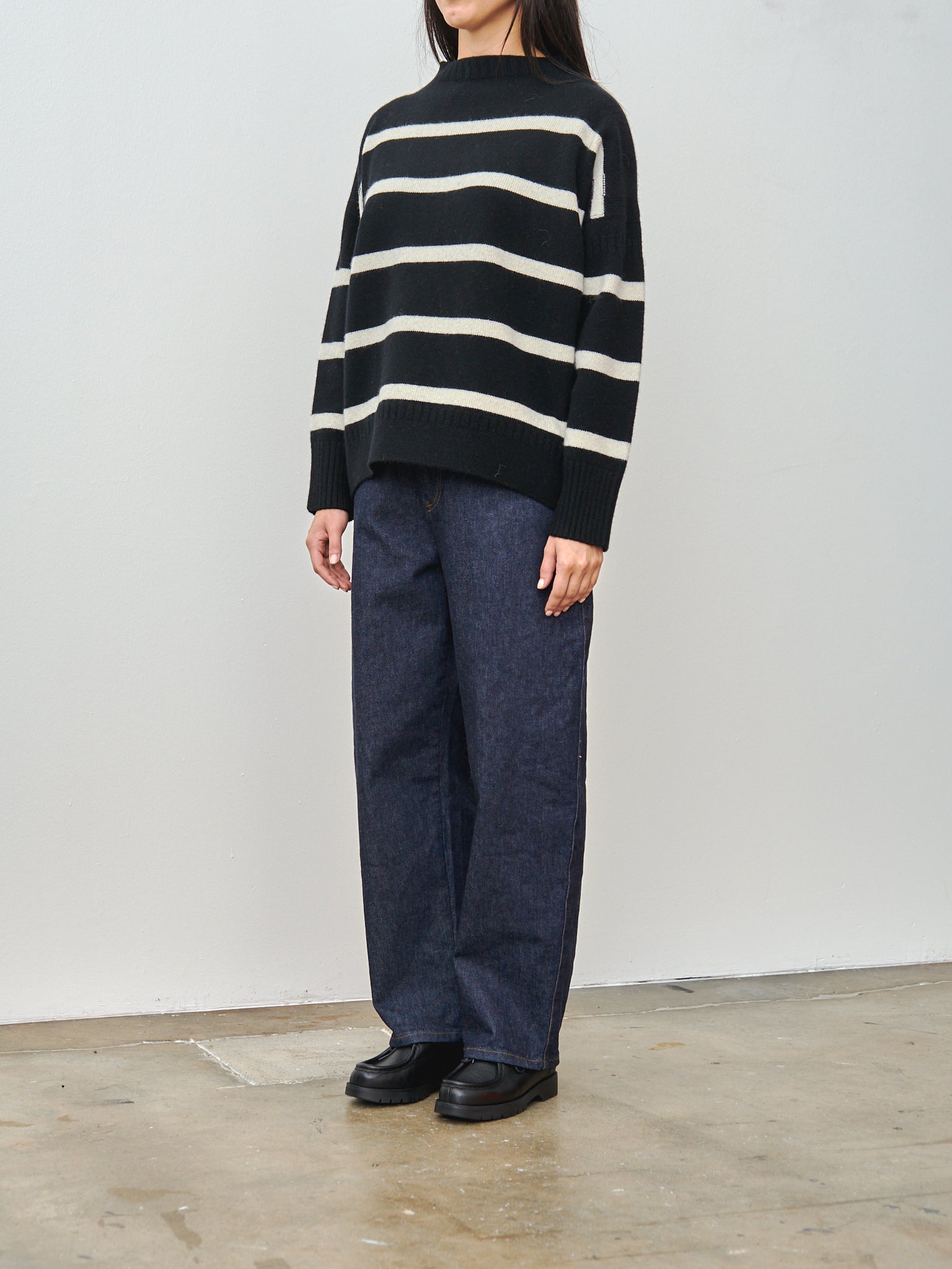 Namu Shop - Nicholson & Nicholson Heriot Knit - Black/Off-White Stripe