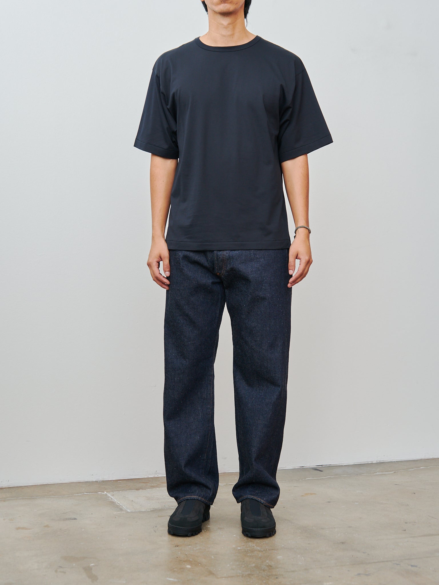 Namu Shop - Kaptain Sunshine Suvin Suede Tenjiku Half Sleeve Tee - Navy