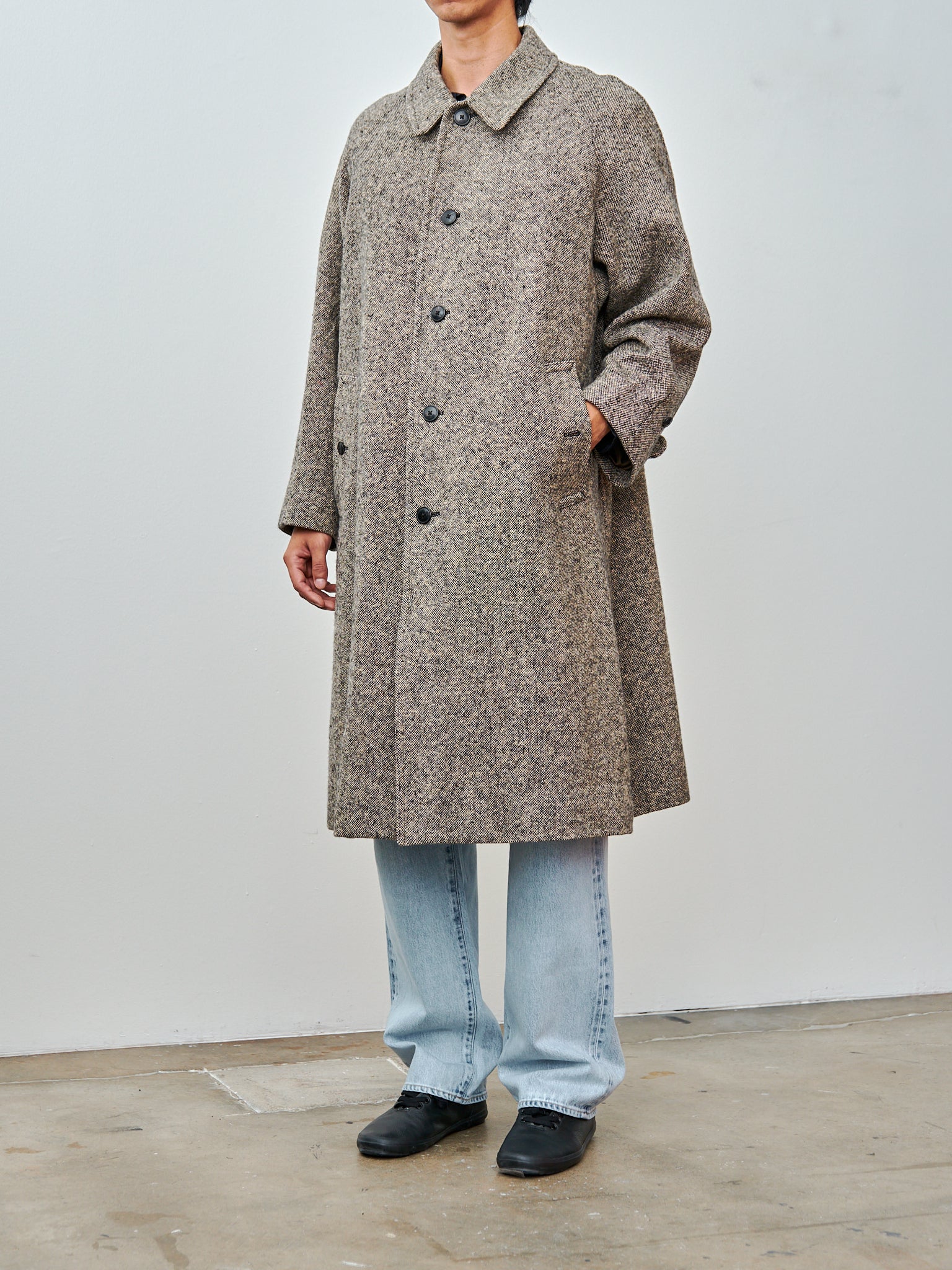 Umbrella Coat - Black Nep Donegal Tweed