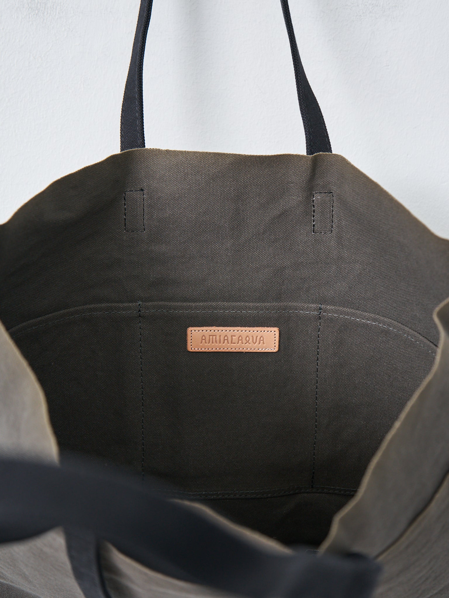 Namu Shop - Amiacalva Light Ounce Canvas Tote M - Black x Khaki Olive