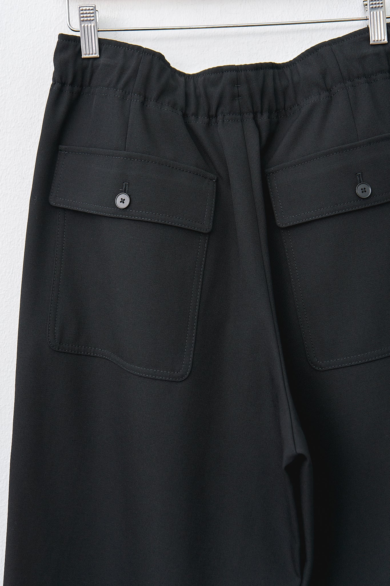 Namu Shop - Aton Back Satin Wool Utility Pants - Black