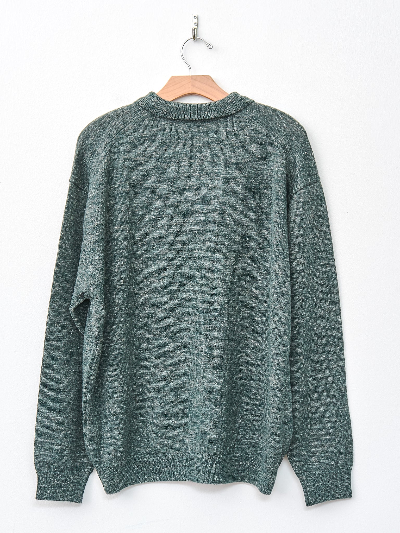 Namu Shop - Aton Baby Alpaca Linen Zip Up Polo Sweater - Green