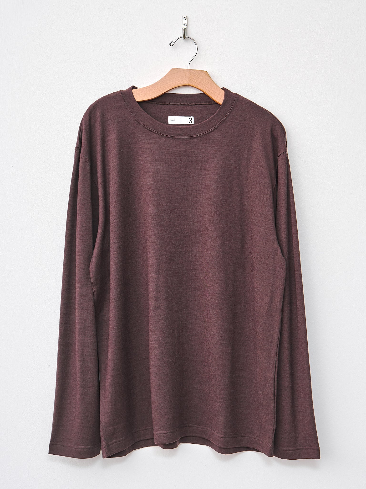 Namu Shop - ts(s) Washable Milled Wool Jersey Crewneck Top - Brown