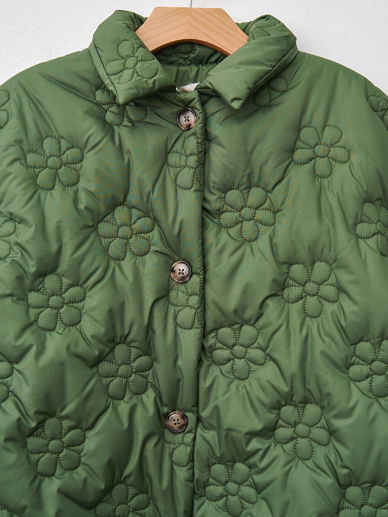 Namu Shop - Eleph Flower Puff Short Jacket - Green