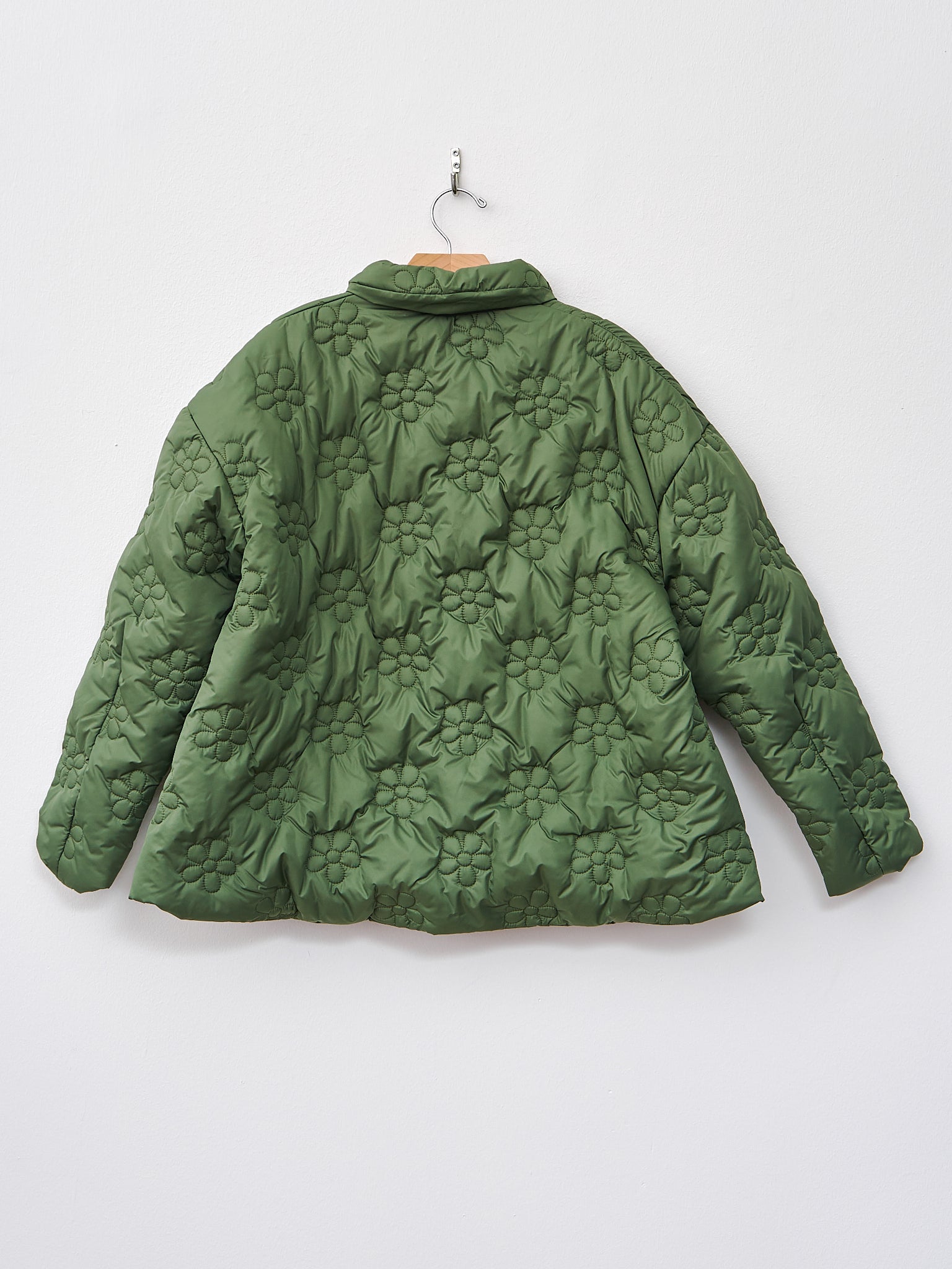 Namu Shop - Eleph Flower Puff Short Jacket - Green