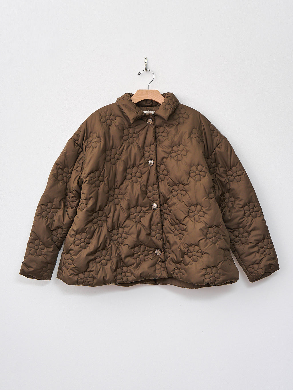 Namu Shop - Eleph Flower Puff Short Jacket - Brown